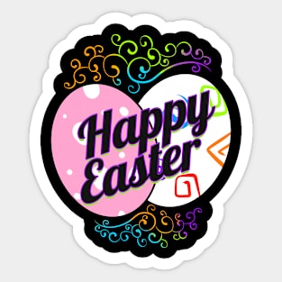 Colorful Easter Eggs with Tribals - Happy Easter Sticker